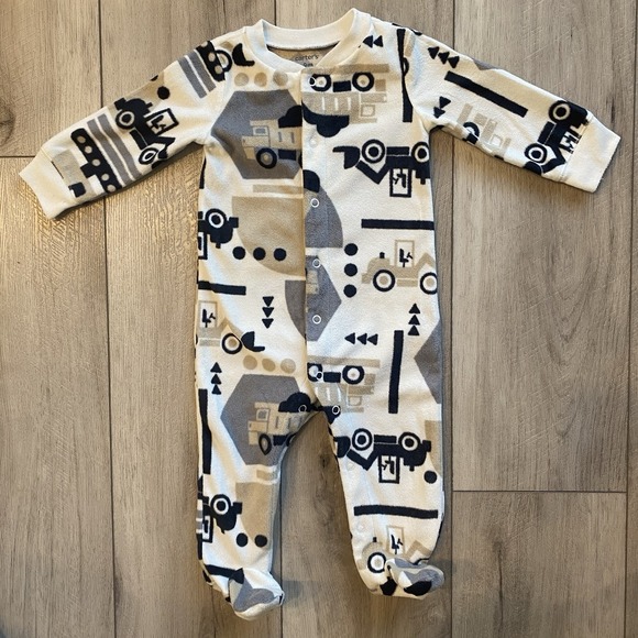 Carter's Other - Carter's Boys Fleece Footed Pajamas 9 M Button-Up Construction Themed